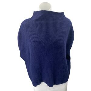 Anthropologie Enza 100% Cashmere Women's Blue Rib Knit Oversized Sweater Vest S